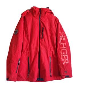 Tommy Hilfiger Mens Large Ski Snow Hooded Parka Red Jacket Coat
